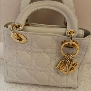 Dior White Mini Bag with Gold Hardware